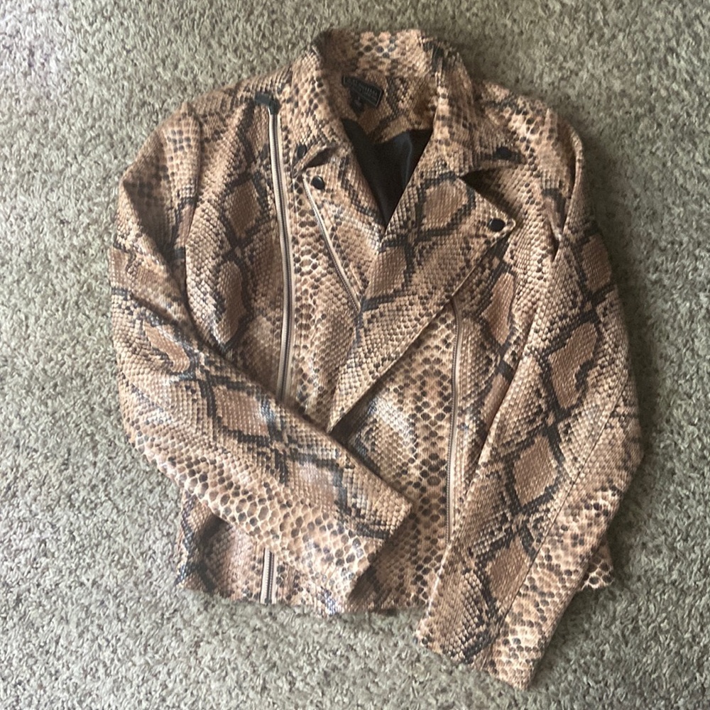 Faux leather moto snakeskin jacket size m